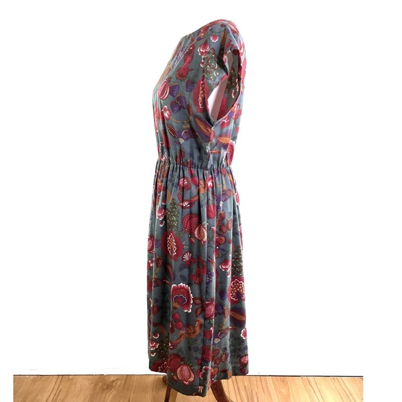 VTG Murray Meisner Midi Floral & Bird Print Dress - Picture 3 of 9